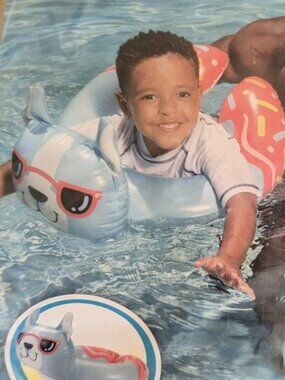 Bluescape  Donut Dog Split Inflatable Swim Ring Pool Float for Kids NWT